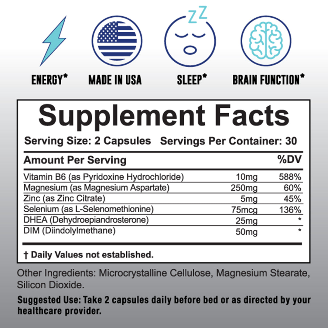 Men’s Testosterone Support Supplement | Testo Elite with ZMA, Selenium & DIM | 60 Capsules – Wild Warrior Nutrition