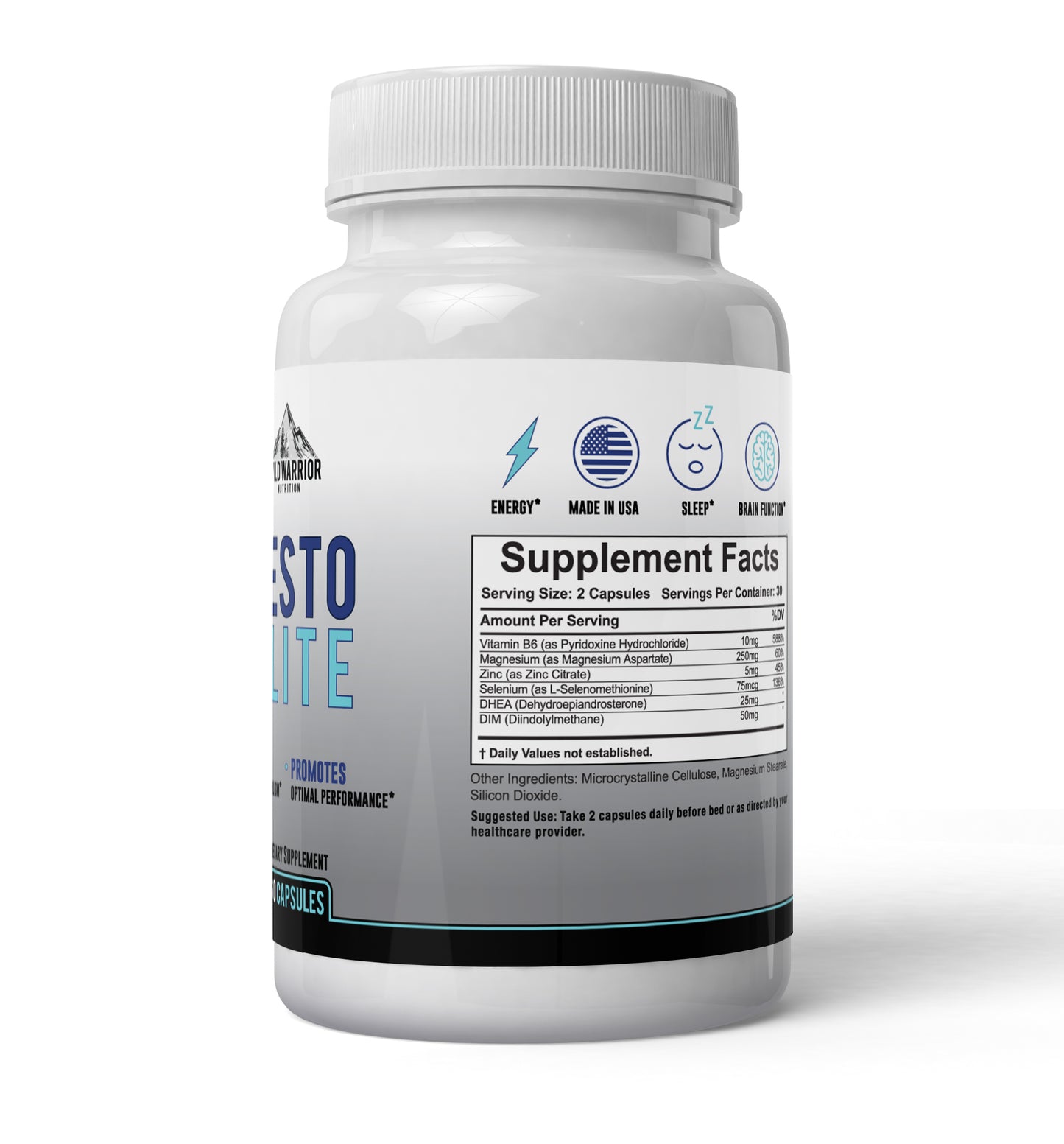 Men’s Testosterone Support Supplement | Testo Elite with ZMA, Selenium & DIM | 60 Capsules – Wild Warrior Nutrition