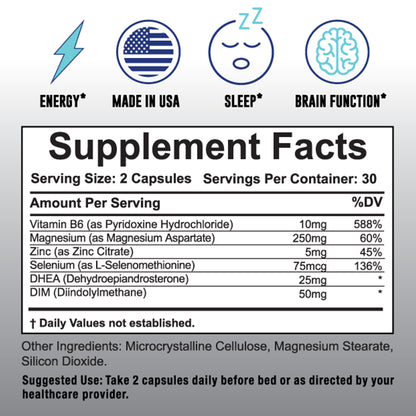 Men’s Testosterone Support Supplement | Testo Elite with ZMA, Selenium & DIM | 60 Capsules – Wild Warrior Nutrition